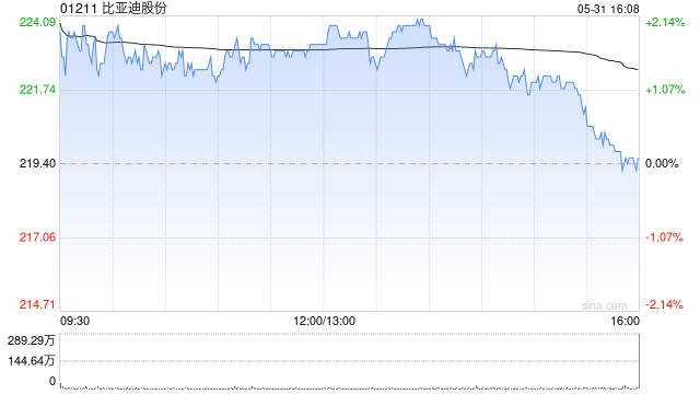 比亚迪股份5月新能源汽车销量约33.18万辆 同比增加38.13%  第1张