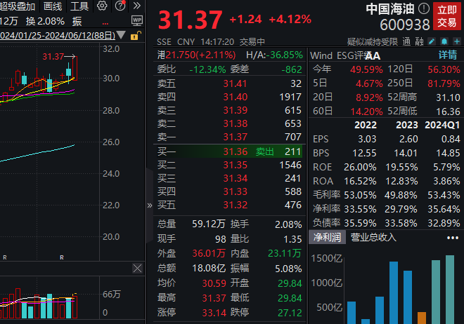 中国海油股价再创历史新高，深水勘探获重大突破  第1张