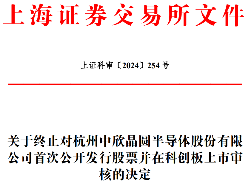 中欣晶圆终止科创板IPO 原拟募54.7亿海通证券保荐