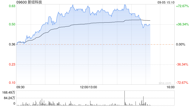 新纽科技午盘暴涨逾64% 上半年营收同比增加4.20%