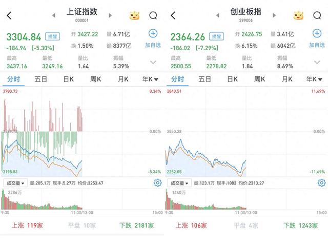 沪指半日跌5.3%险守3300点：券商股成交额放大，东方财富成交超600亿  第2张