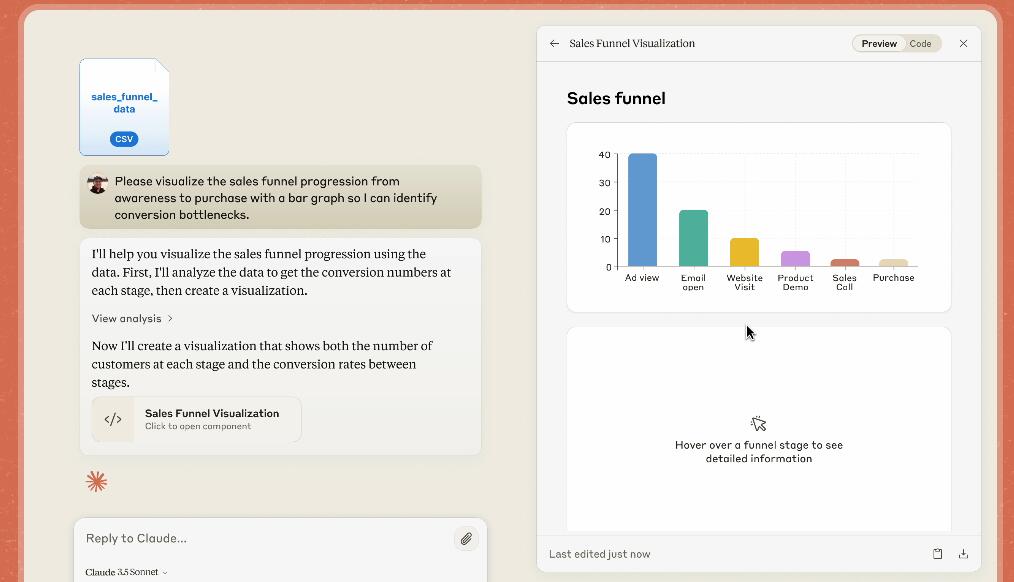 OpenAI劲敌Anthropic升级AI助手，Claude可写网页代码，更像数据分析师  第4张