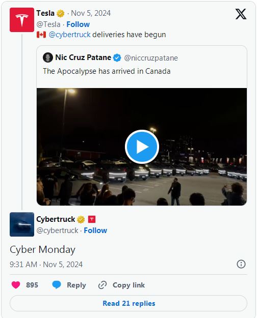 特斯拉开始在加拿大交付Cybertruck  第1张