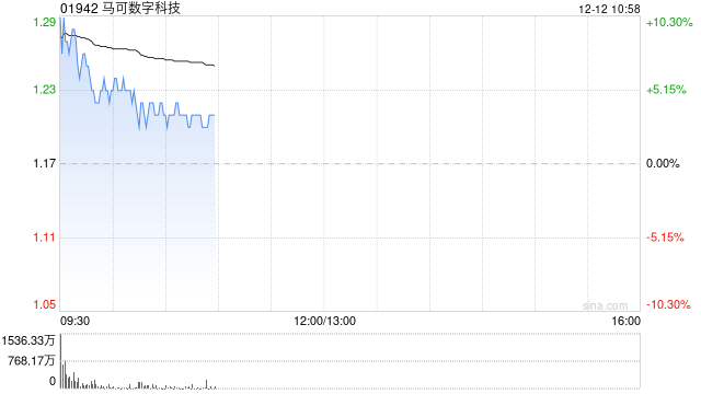 马可数字科技早盘涨超11% 拟折价配售约2.12亿股 净筹约2.1亿港元