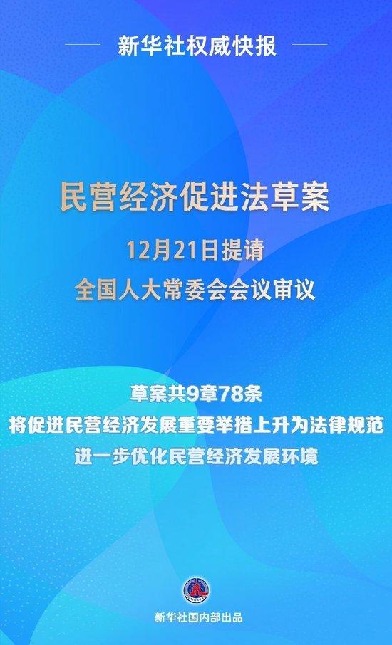 民营经济促进法草案提请全国人大常委会会议审议